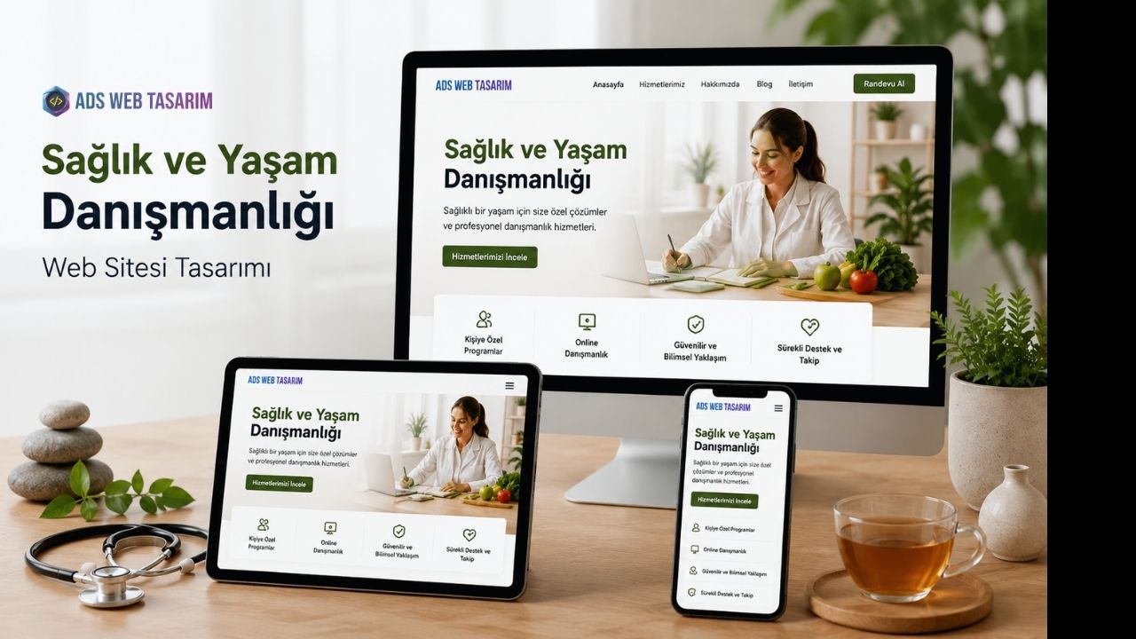 Modern tasarım yapısıyla öne çıkan sağlık ve yaşam koçluğu web sitesi örneği.